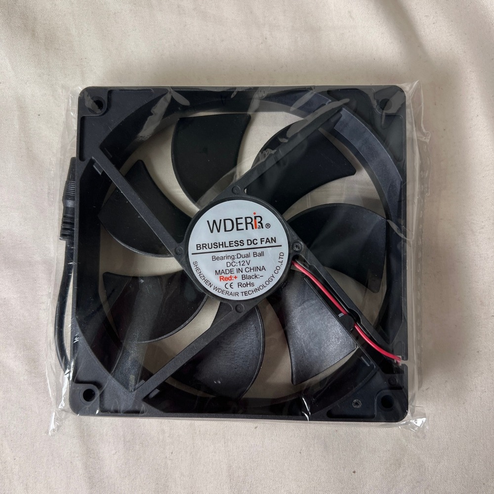 WDERIR Brushless DC Fan 12V Dual Ball Bearing Cooling Fan with DC Jack Black